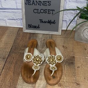 Miu Miu cream Kitten Heel Gold Studded Slip On Sandals Sz 40